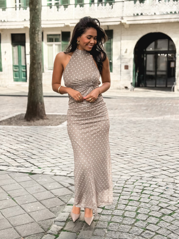 Robe longue à pois Neyssa - Taupe