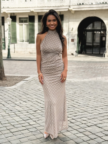 Robe longue à pois Neyssa - Taupe