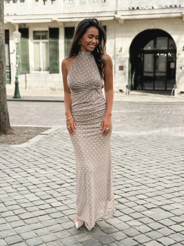 Robe longue à pois Neyssa - Taupe