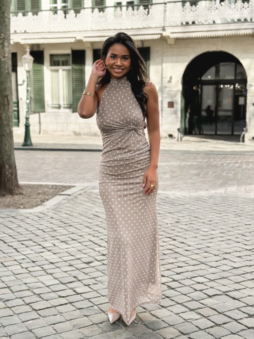 Robe longue à pois Neyssa - Taupe