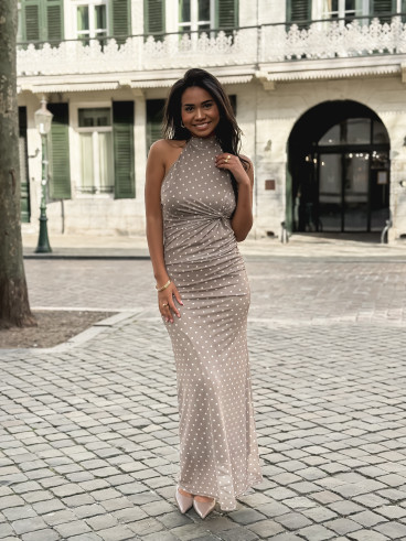 Robe longue à pois Neyssa - Taupe