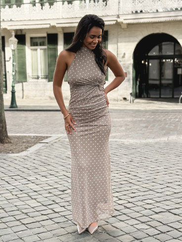 Robe longue à pois Neyssa - Taupe