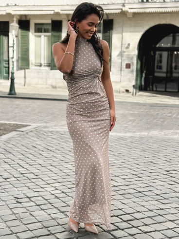 Robe longue à pois Neyssa - Taupe