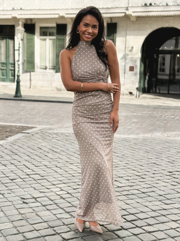 Robe longue à pois Neyssa - Taupe