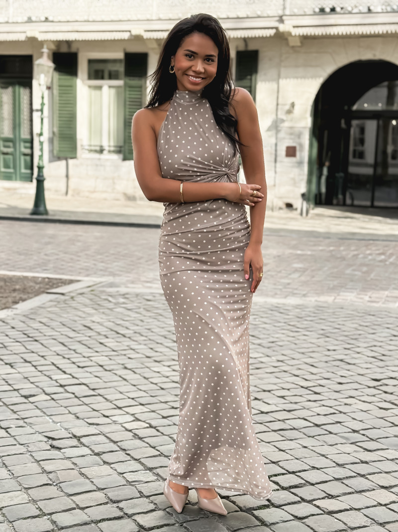 Robe longue à pois Neyssa - Taupe