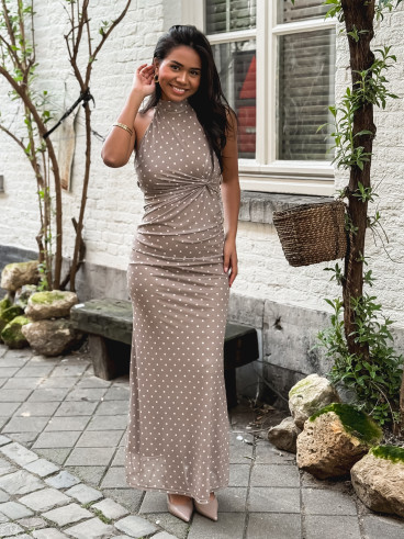 Robe longue à pois Neyssa - Taupe