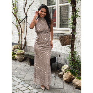 Robe longue à pois Neyssa - Taupe
