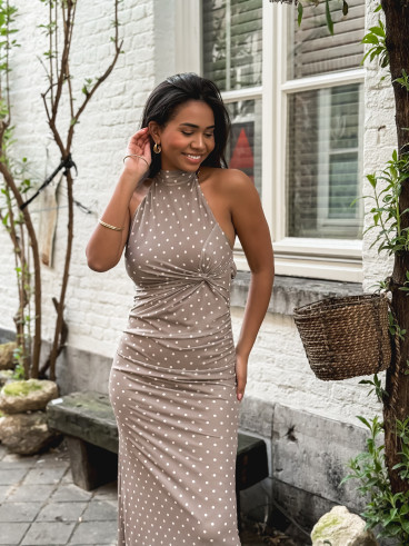 Robe longue à pois Neyssa - Taupe