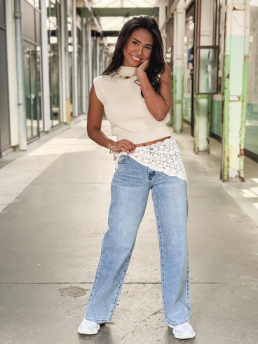 Blouse sans manches Lydie - crème