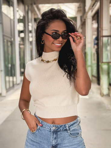 Blouse sans manches Lydie - crème