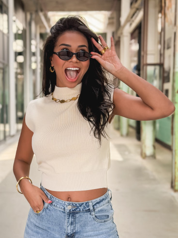 Blouse sans manches Lydie - crème