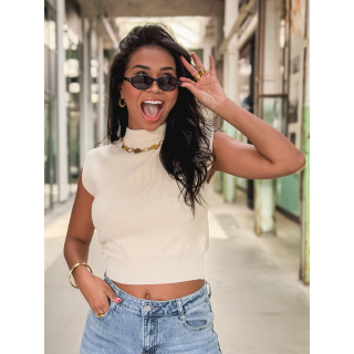 Blouse sans manches Lydie - crème