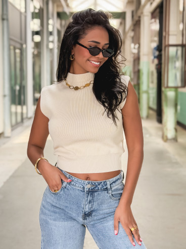 Blouse sans manches Lydie - crème
