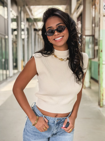 Blouse sans manches Lydie - Ecru