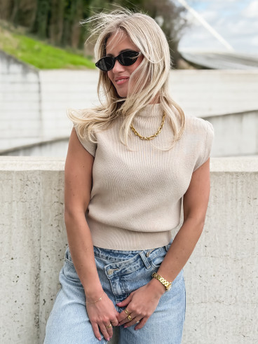 Blouse sans manches Lydie - Taupe