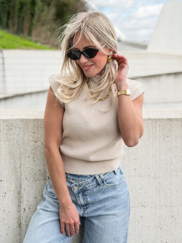 Blouse sans manches Lydie - Taupe