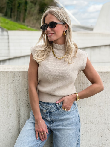 Blouse sans manches Lydie - Taupe