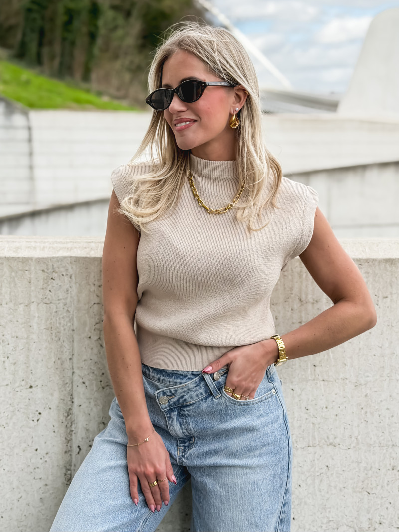 Blouse sans manches Lydie - Taupe