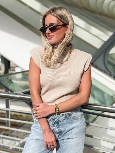 Blouse sans manches Lydie - Taupe