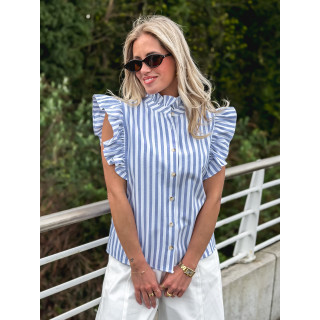 Chemisier ligné Paoline - Bleu/Blanc