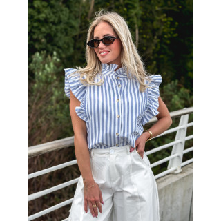 Chemisier ligné Paoline - Bleu/Blanc