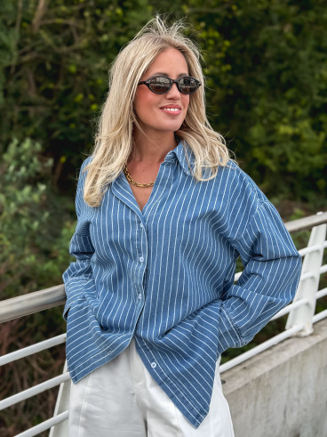 Chemise lignée Valéria - Bleu