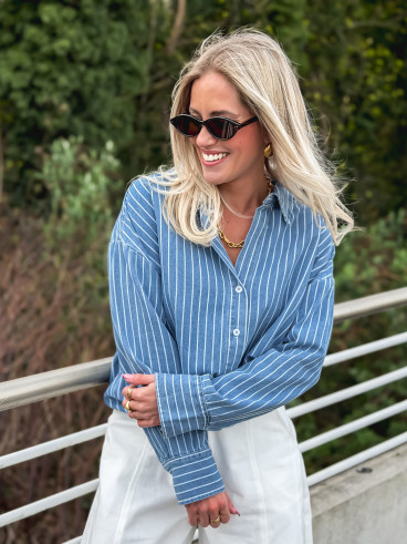 Chemise lignée Valéria - Bleu