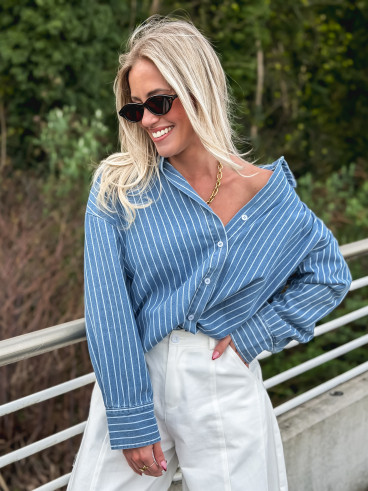 Chemise lignée Valéria - Bleu