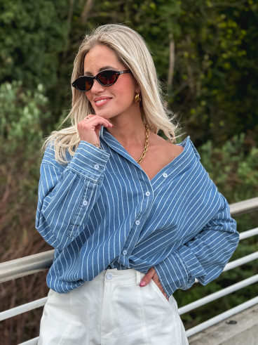 Chemise lignée Valéria - Bleu