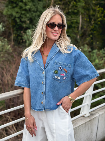 Blouse en jeans Vayenna - Bleu