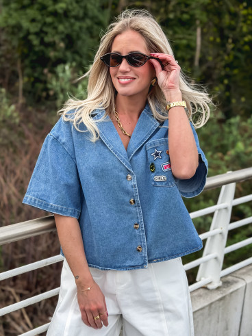 Blouse en jeans Vayenna - Bleu