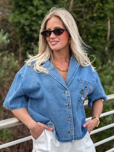 Blouse en jeans Vayenna - Bleu