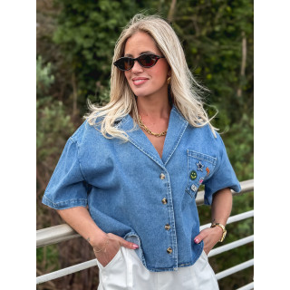 Blouse en jeans Vayenna - Bleu