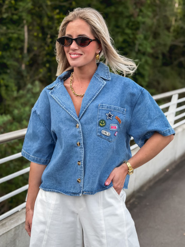 Blouse en jeans Vayenna - Bleu