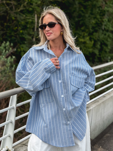 Chemise lignée Isaure - Bleu