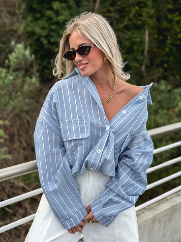 Chemise lignée Isaure - Bleu