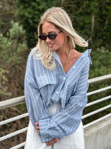 Chemise lignée Isaure - Bleu