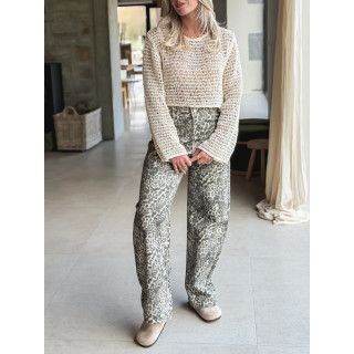 Jeans léopard Dannia - Beige/Noir