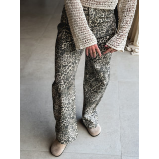 Jeans léopard Dannia - Beige/Noir