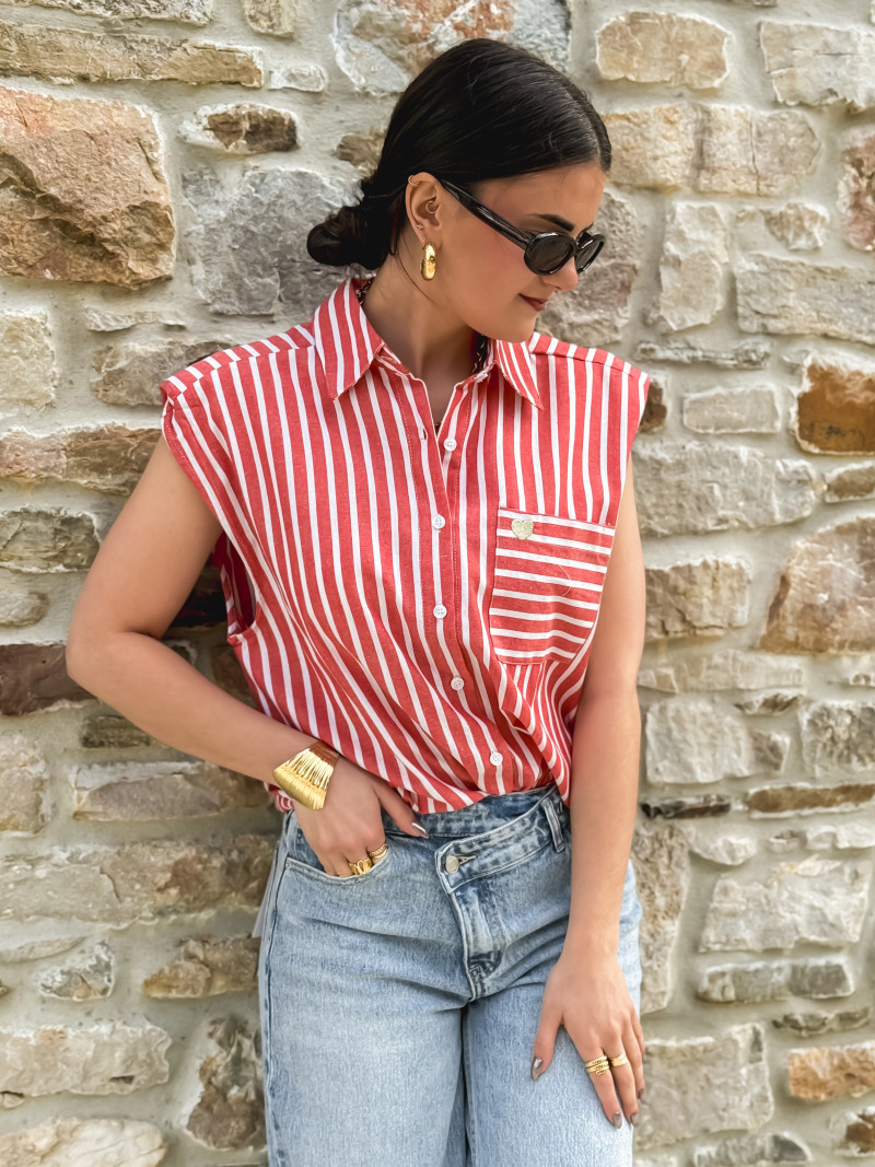 Chemise sans manches Kayna - Rouge