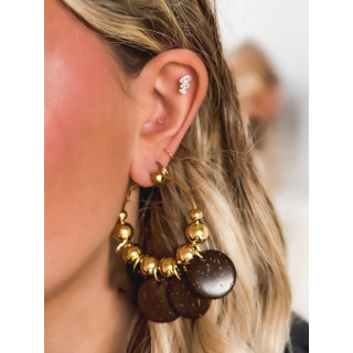 Boucles d'oreilles Keyla - Doré/Chocolat