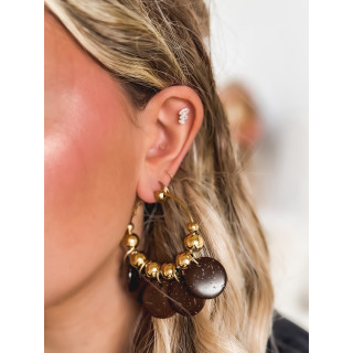 Boucles d'oreilles Keyla - Doré/Chocolat