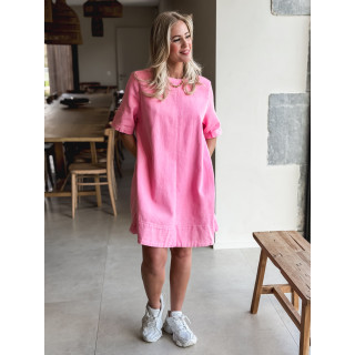 Robe courte en jeans Louanne - Rose bonbon
