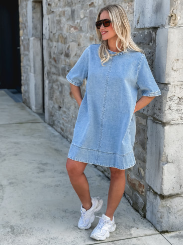 Robe courte en jeans Louanne - Bleu
