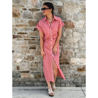 Robe longue lignée Kayna - Rouge