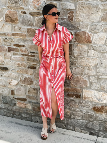 Robe longue lignée Kayna - Rouge