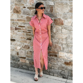 Robe longue lignée Kayna - Rouge