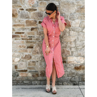 Robe longue lignée Kayna - Rouge