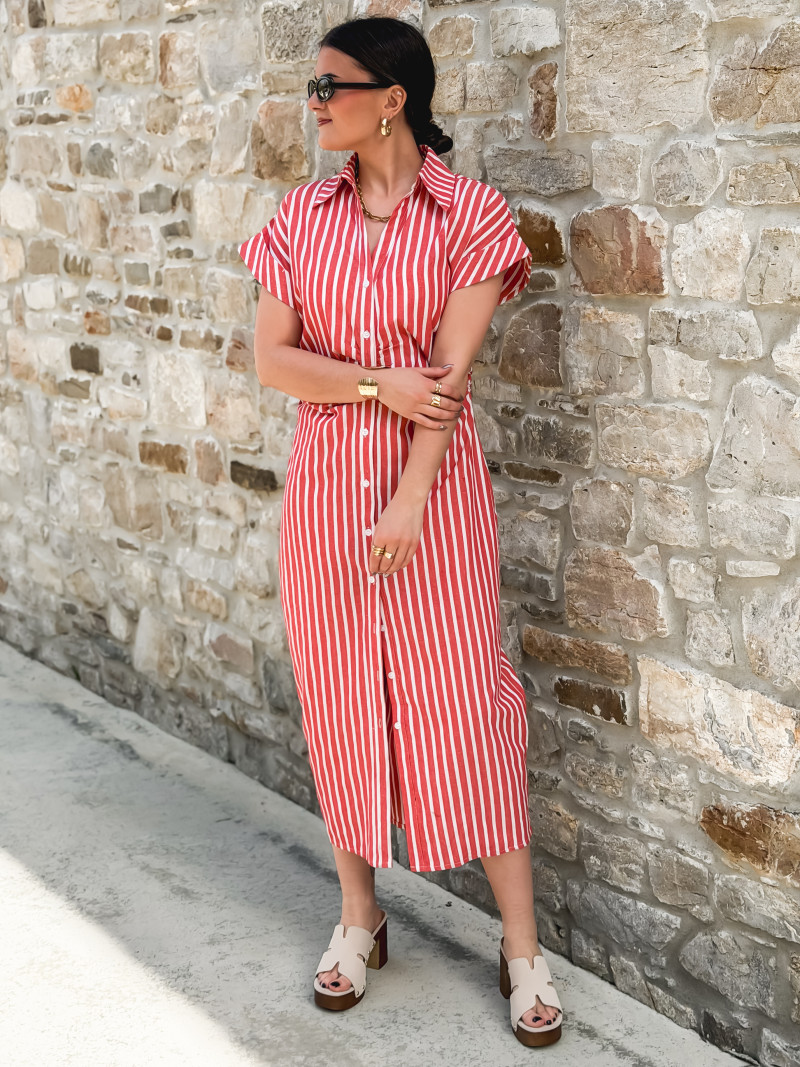 Robe longue lignée Kayna - Rouge