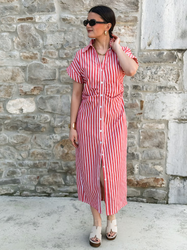 Robe longue lignée Kayna - Rouge